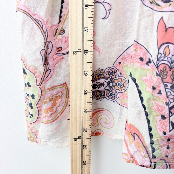 THML Paisley Boho Babydoll Blouse Top Womens XS Peasant Cottage Romantic Resort - Picture 5 of 8